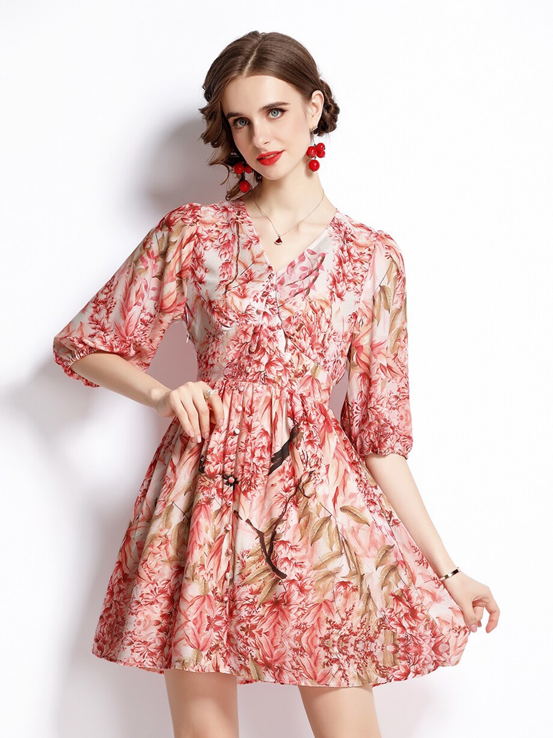 

JC Collection Women Pink Floral Printed Mini Dress