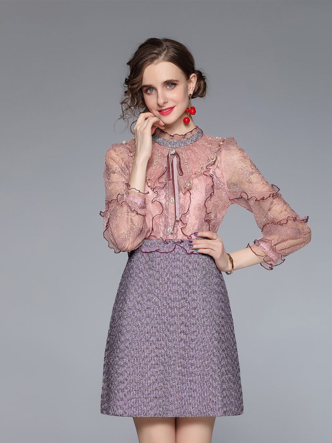 

JC Collection Women Purple Printed A-Line Mini Dress