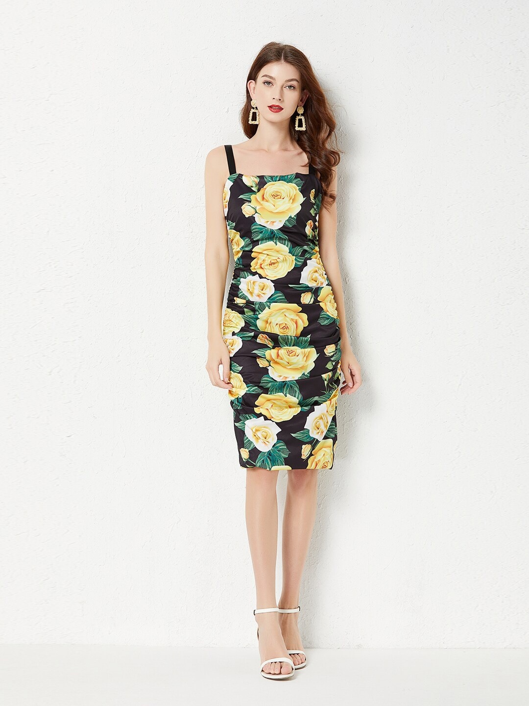 

JC Collection Women Yellow Floral Sheath Dress