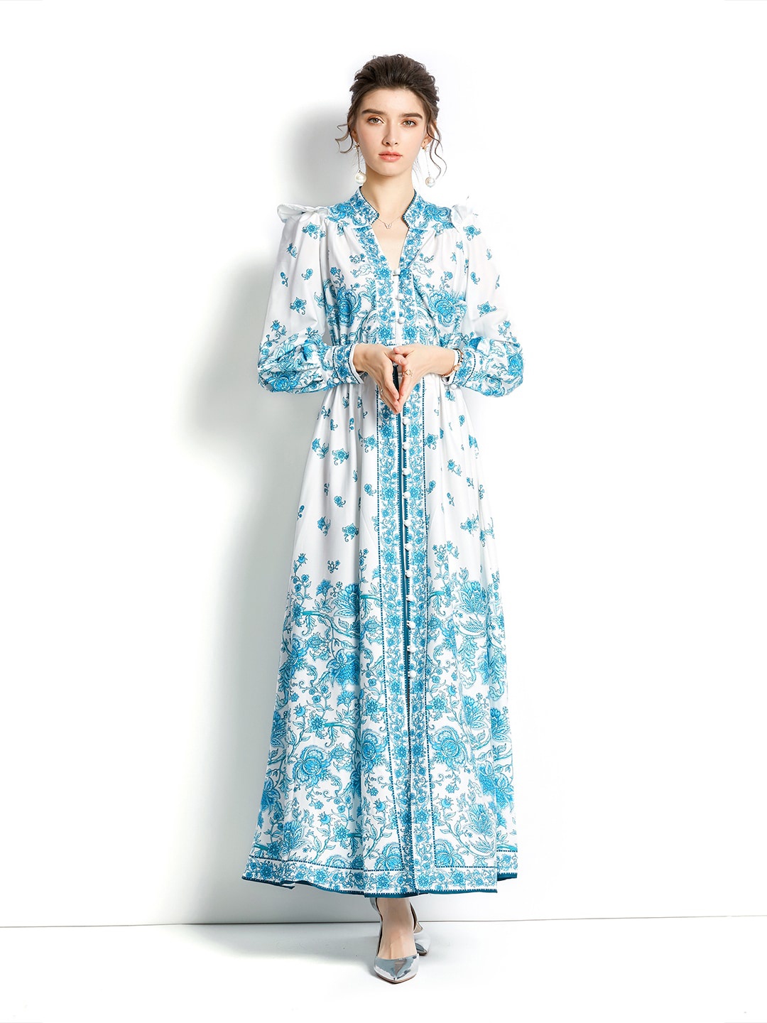 

JC Collection Women Blue Floral Maxi Dress
