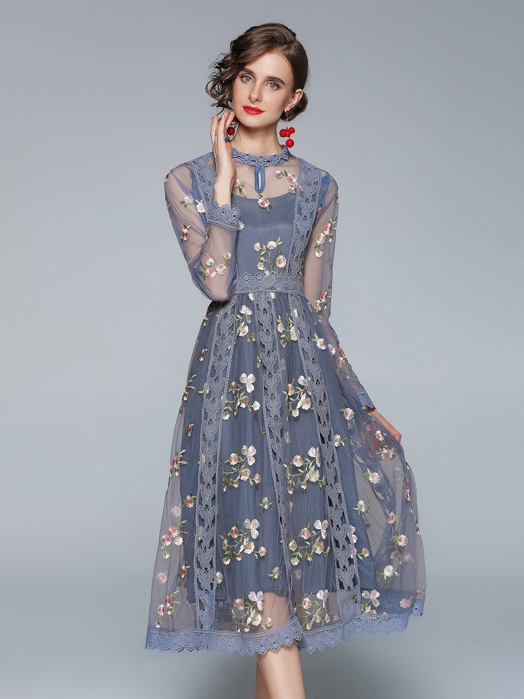 

JC Collection Women Blue Floral Printed Midi Dress