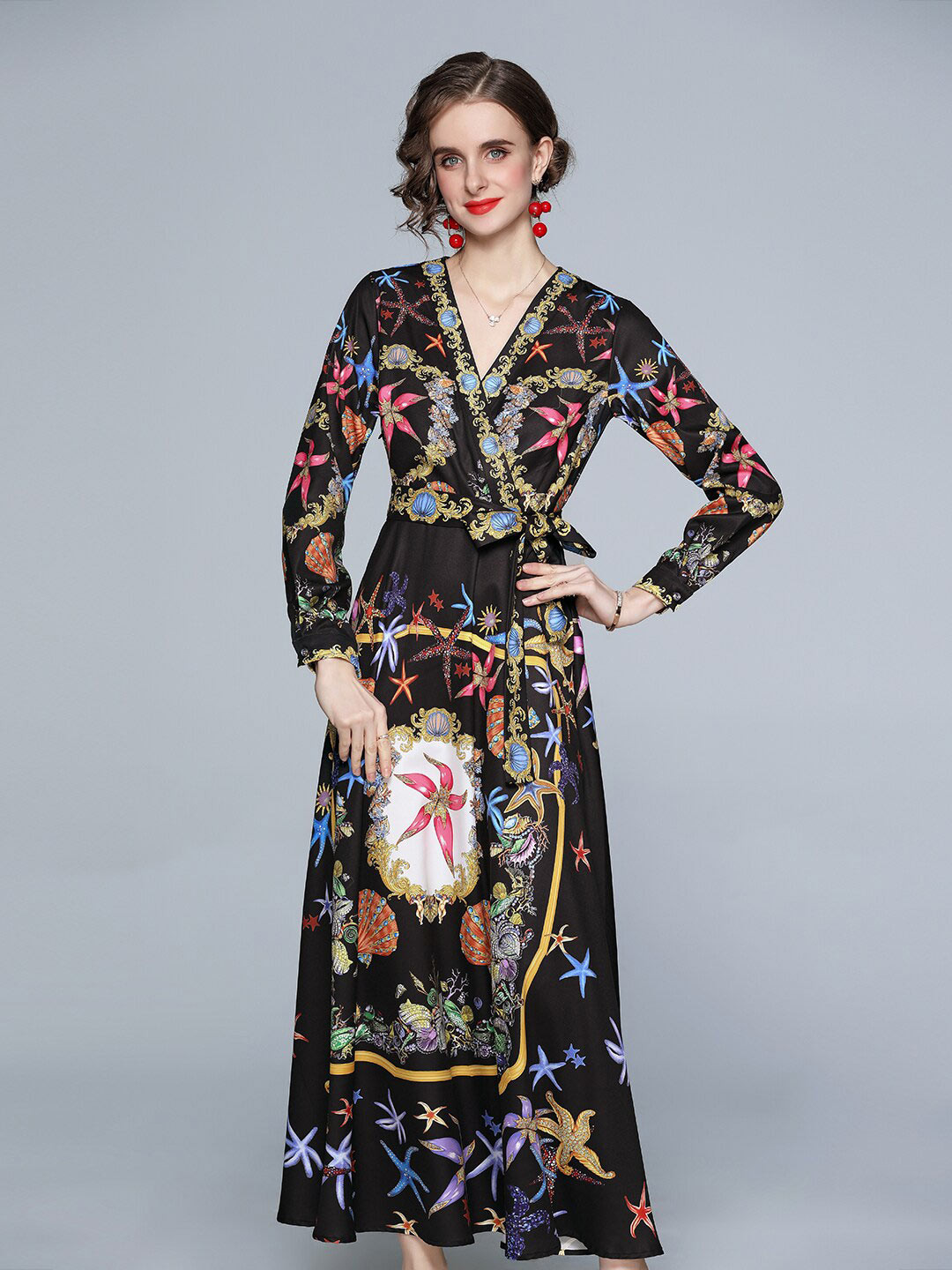 

JC Collection Black Floral Wrap Dress