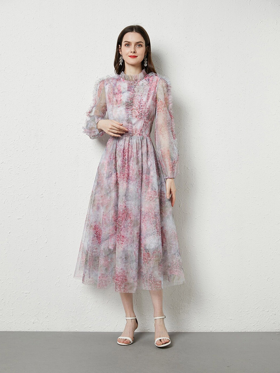 

JC Collection Women Purple Floral A-Line Midi Dress