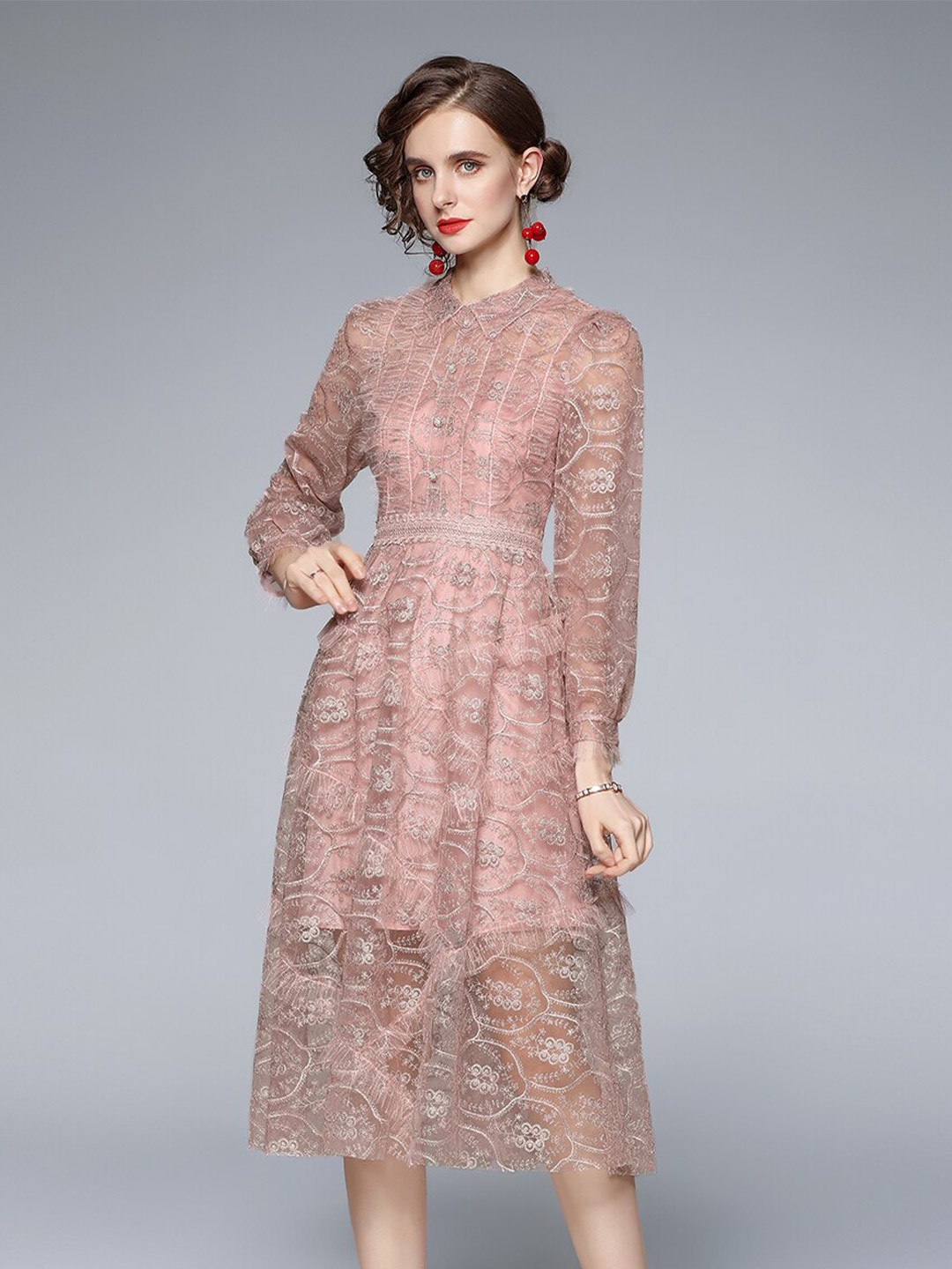 

JC Collection Women Pink Midi Dress