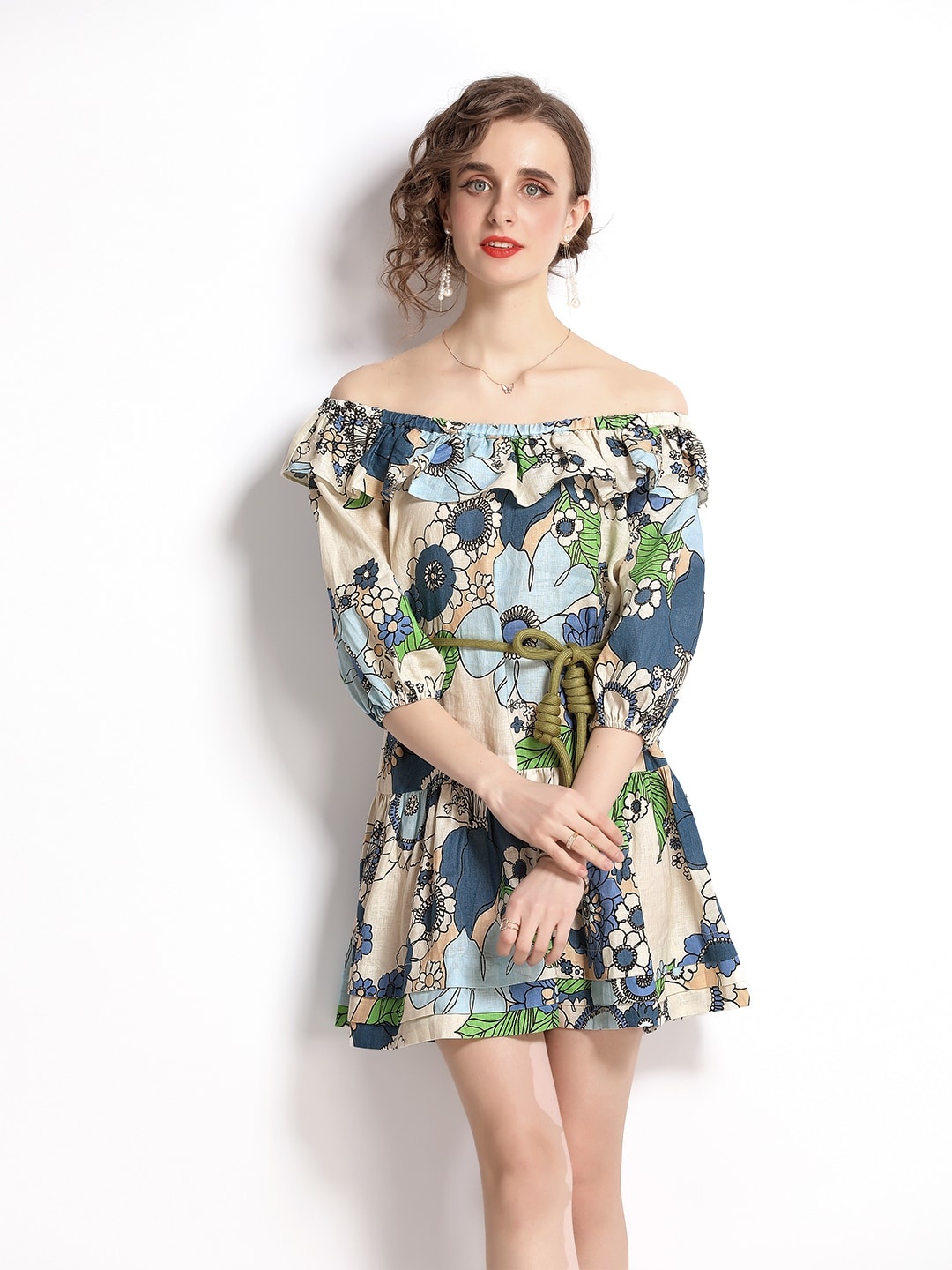 

JC Collection Women Multicoloured Floral Off-Shoulder Dress, Multi