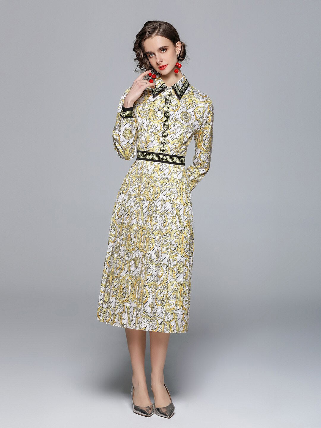 

JC Collection White & Yellow Floral Shirt Midi Dress