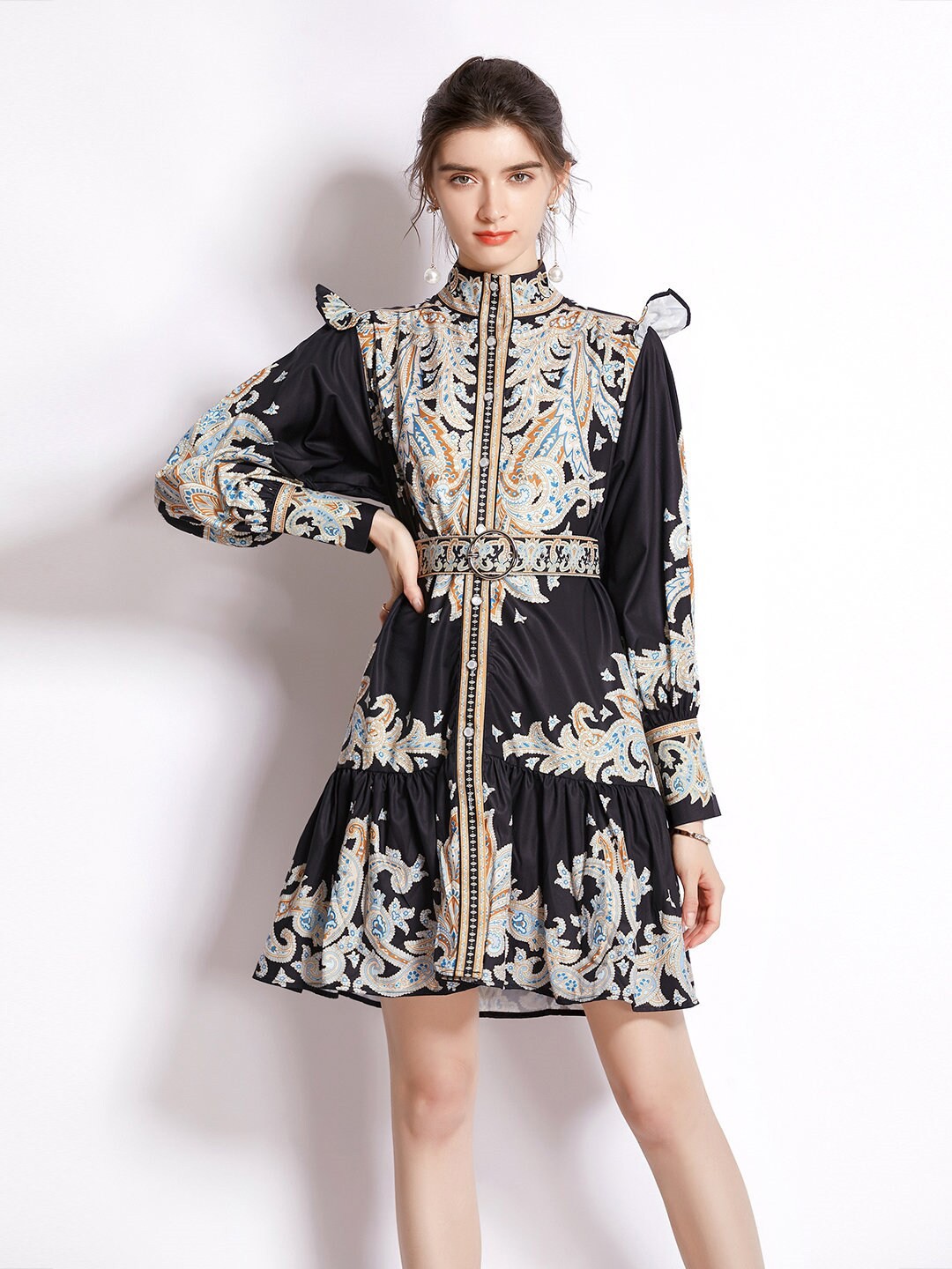 

JC Collection Women Black Ethnic Motifs Dress