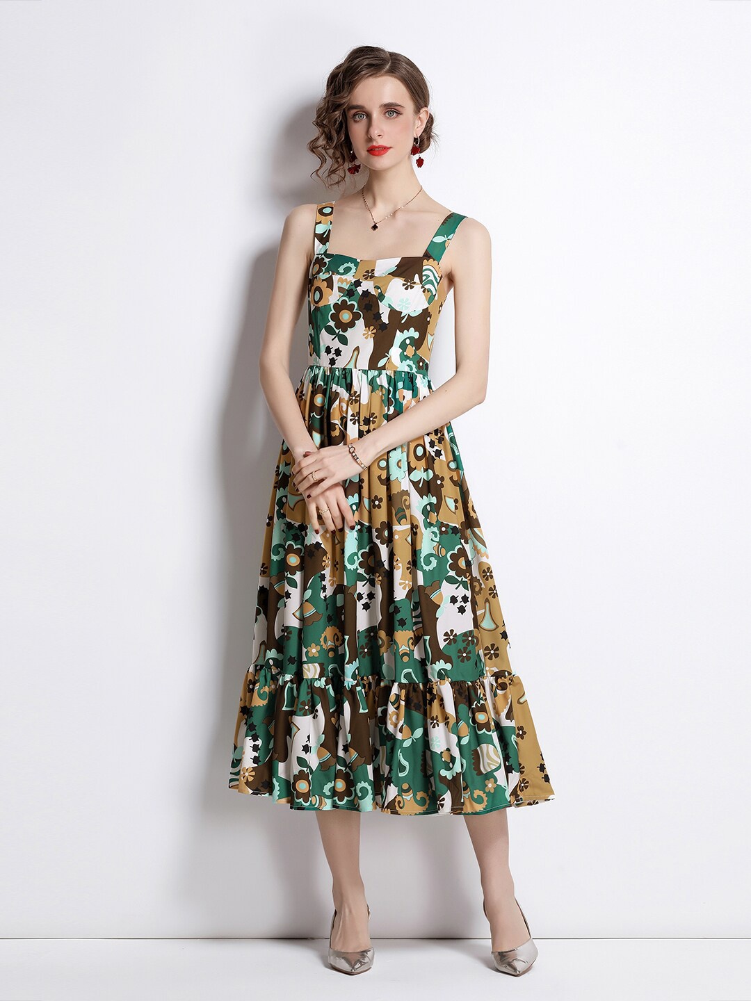 

JC Collection Green Floral Midi Dress