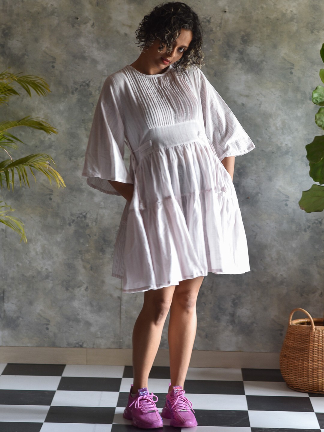 

Suta Women Pink Striped Cotton A-Line Dress