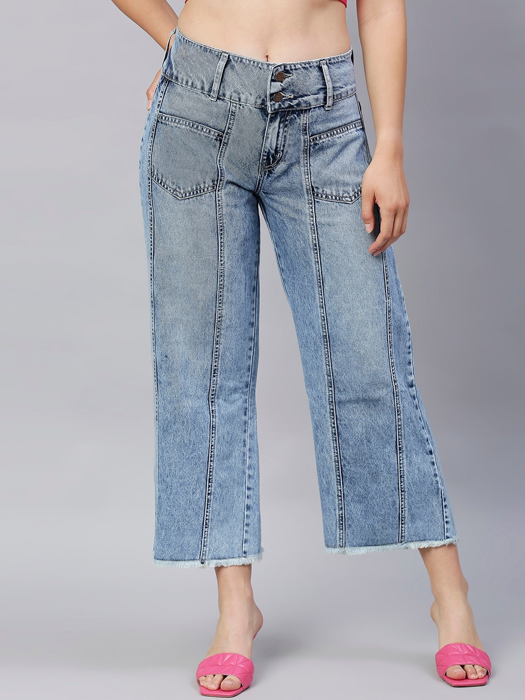 

High Star Women Blue Bootcut High-Rise Heavy Fade Jeans