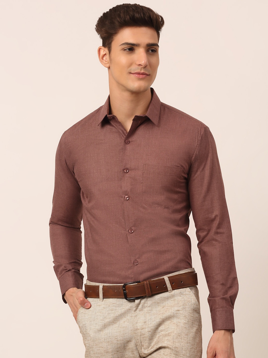 

JAINISH Men Brown Standard Formal Shirt