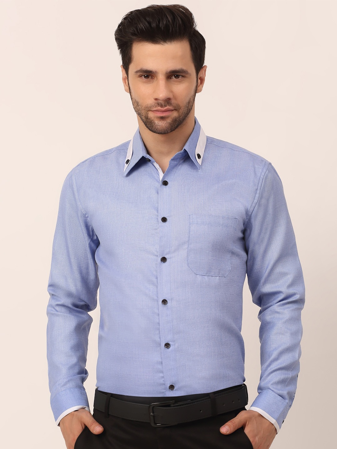 

JAINISH Men Blue Solid Standard Sim Fit Formal Shirt