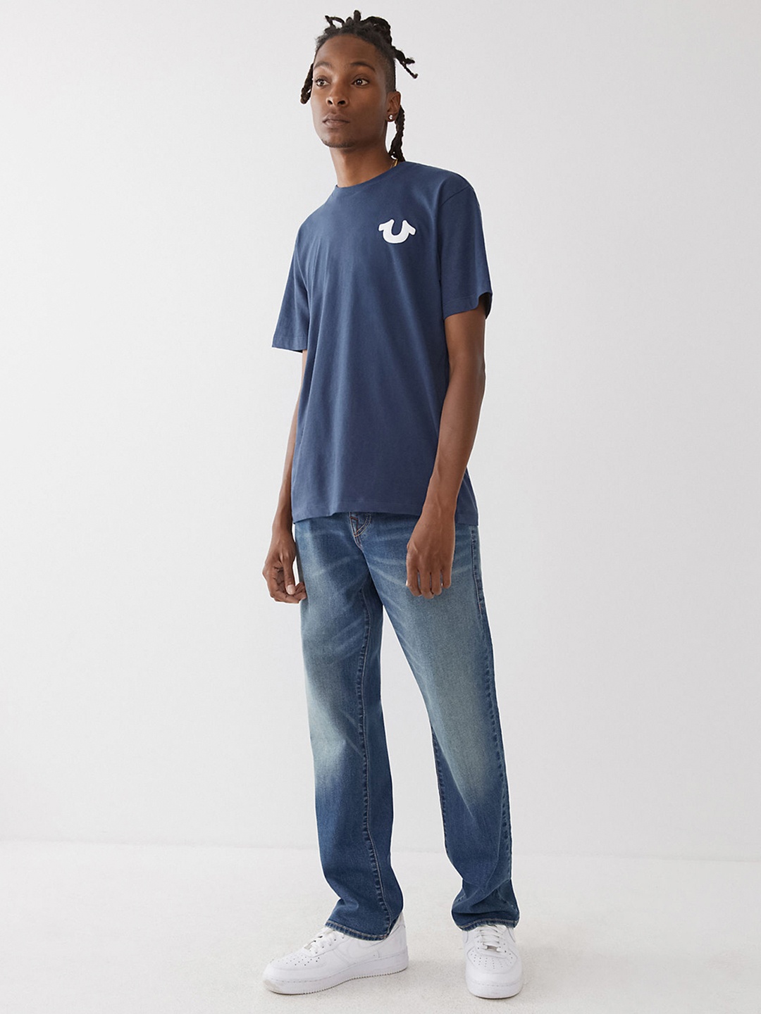 

True Religion Men Blue Straight Fit Heavy Fade Jeans