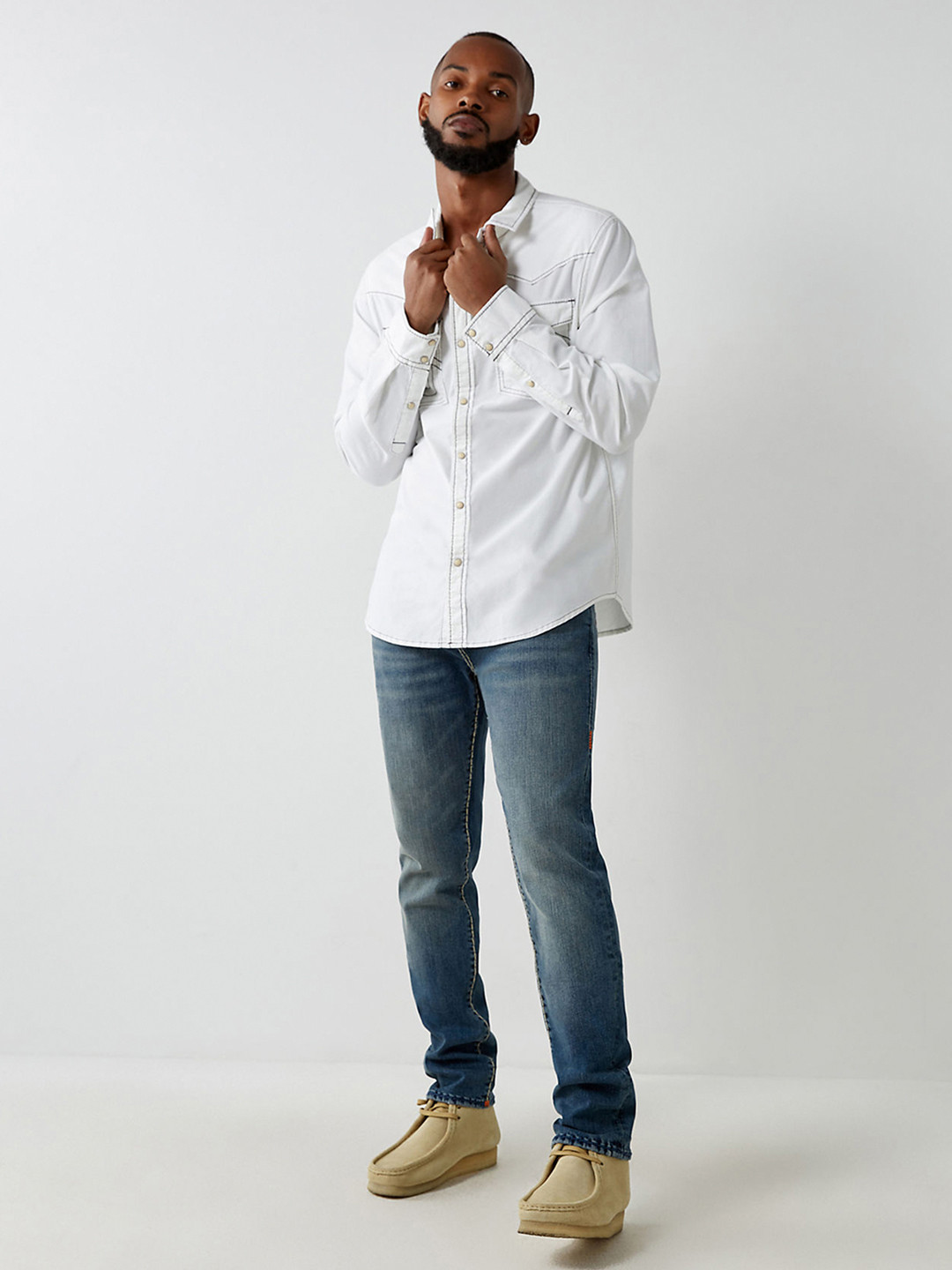 

True Religion Men Blue Slim Fit Heavy Fade Jeans