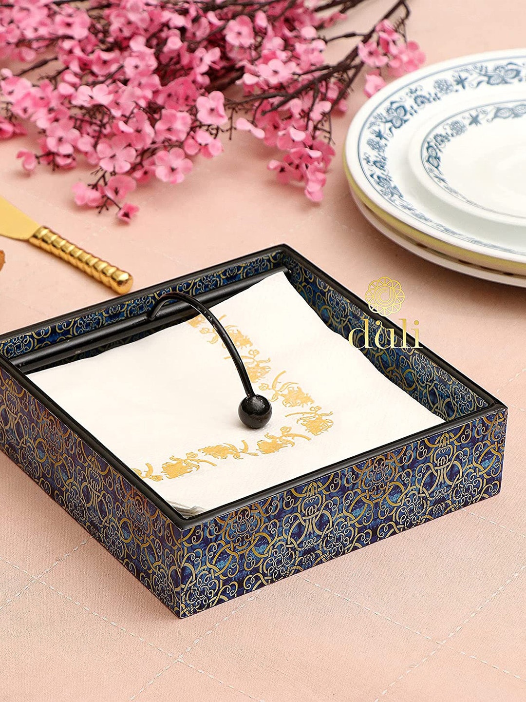 

DULI Black & Blue Printed Tissues and Napkin Holders
