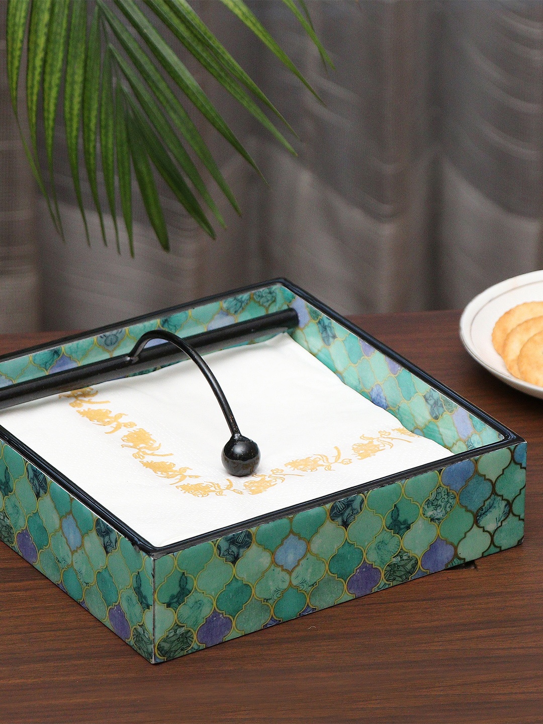

DULI Green & Blue Printed Tissue Holder