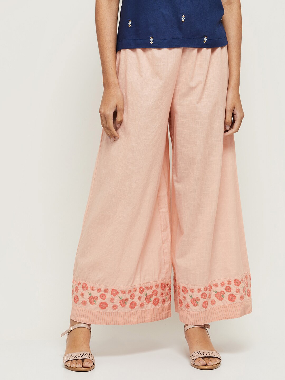 

max Women Peach-Coloured Ethnic Palazzos