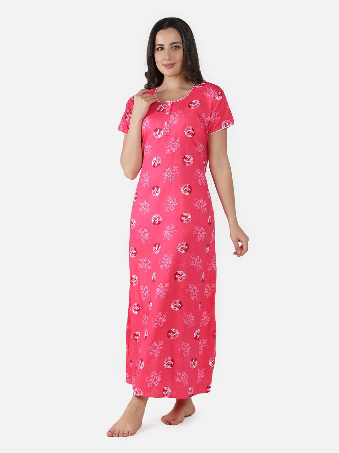 

LacyLook Pink Printed Maxi Nightdress