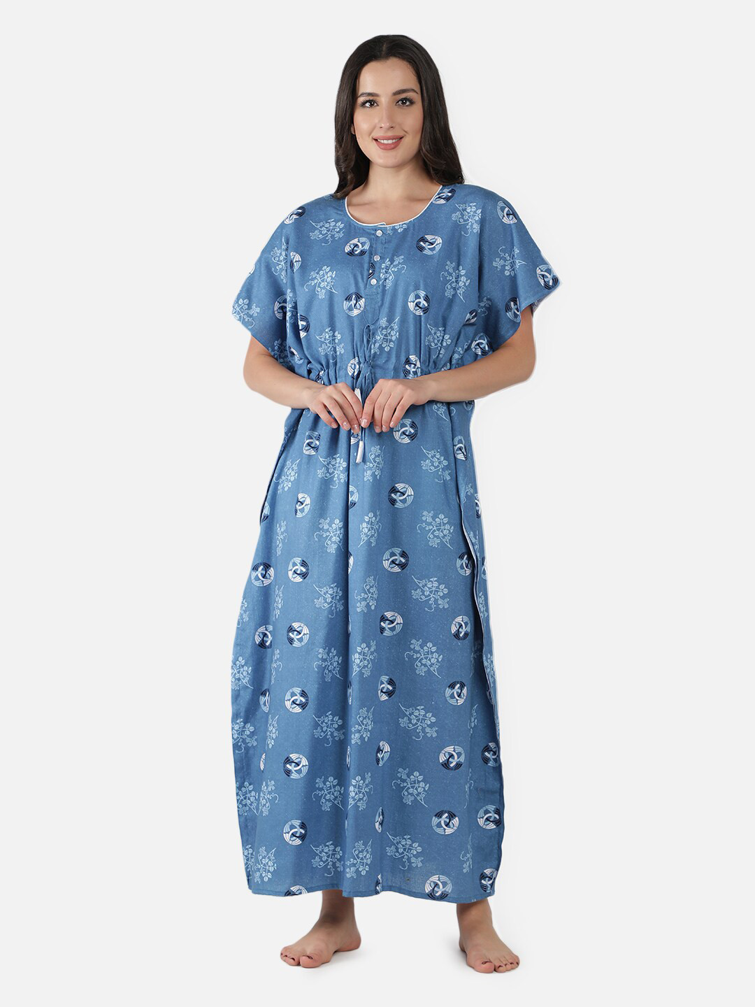

LacyLook Blue Printed Maxi Nightdress