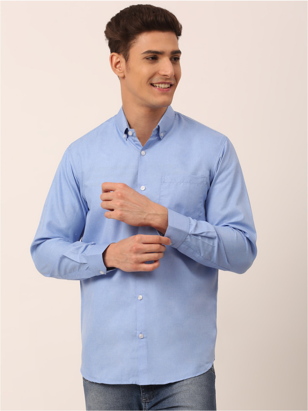 

JAINISH Men Blue Standard Pure Cotton Casual Shirt