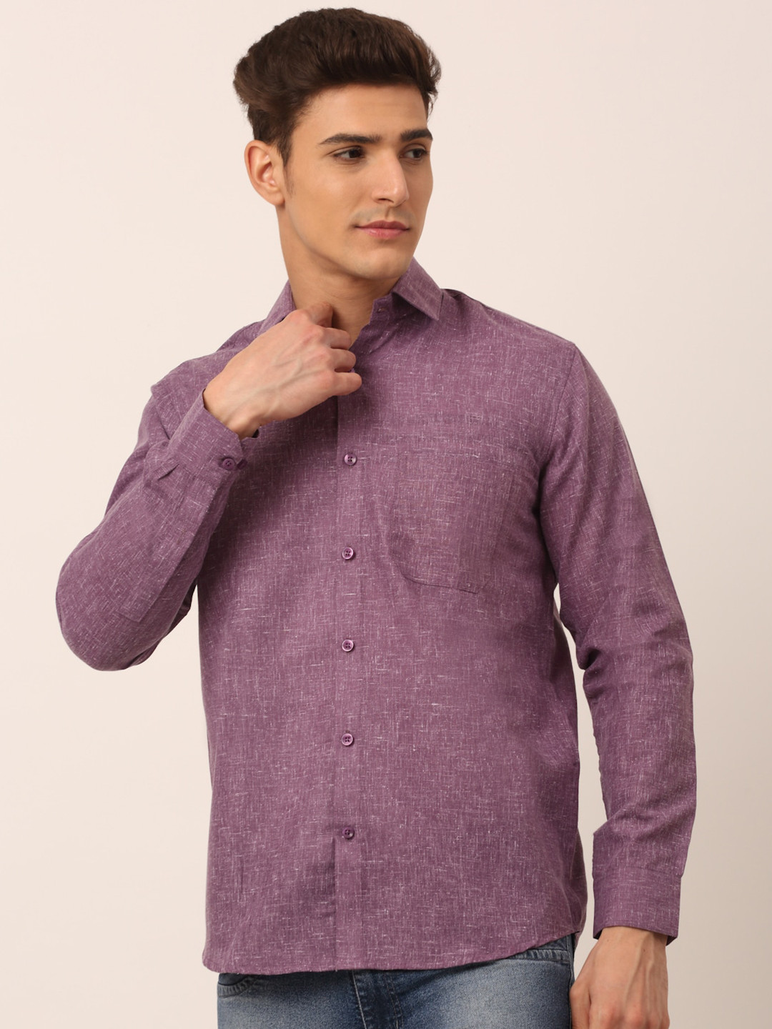 

JAINISH Men Purple Solid Standard Casual Shirt