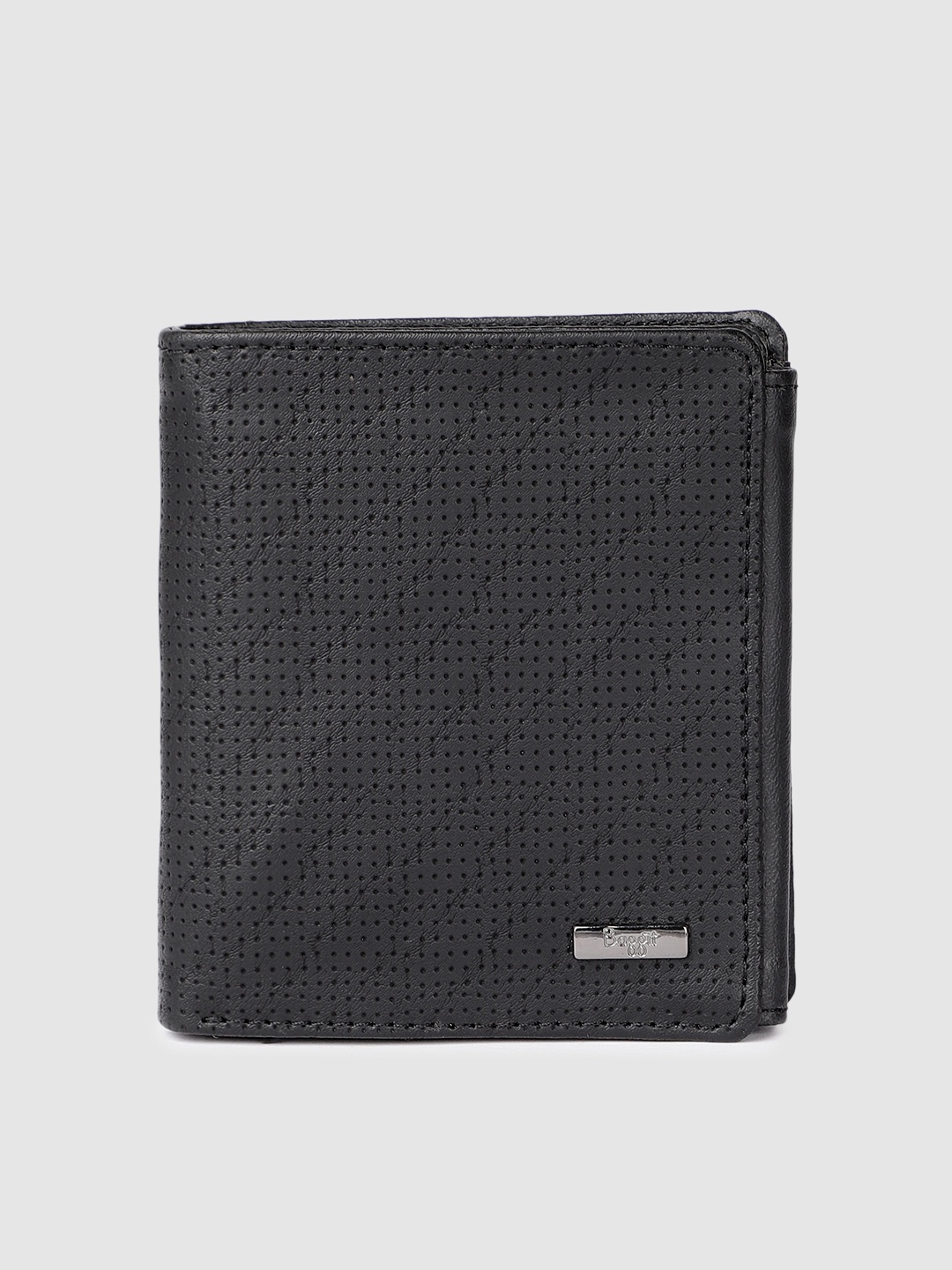 

Baggit Men Black Textured Three Fold Wallet