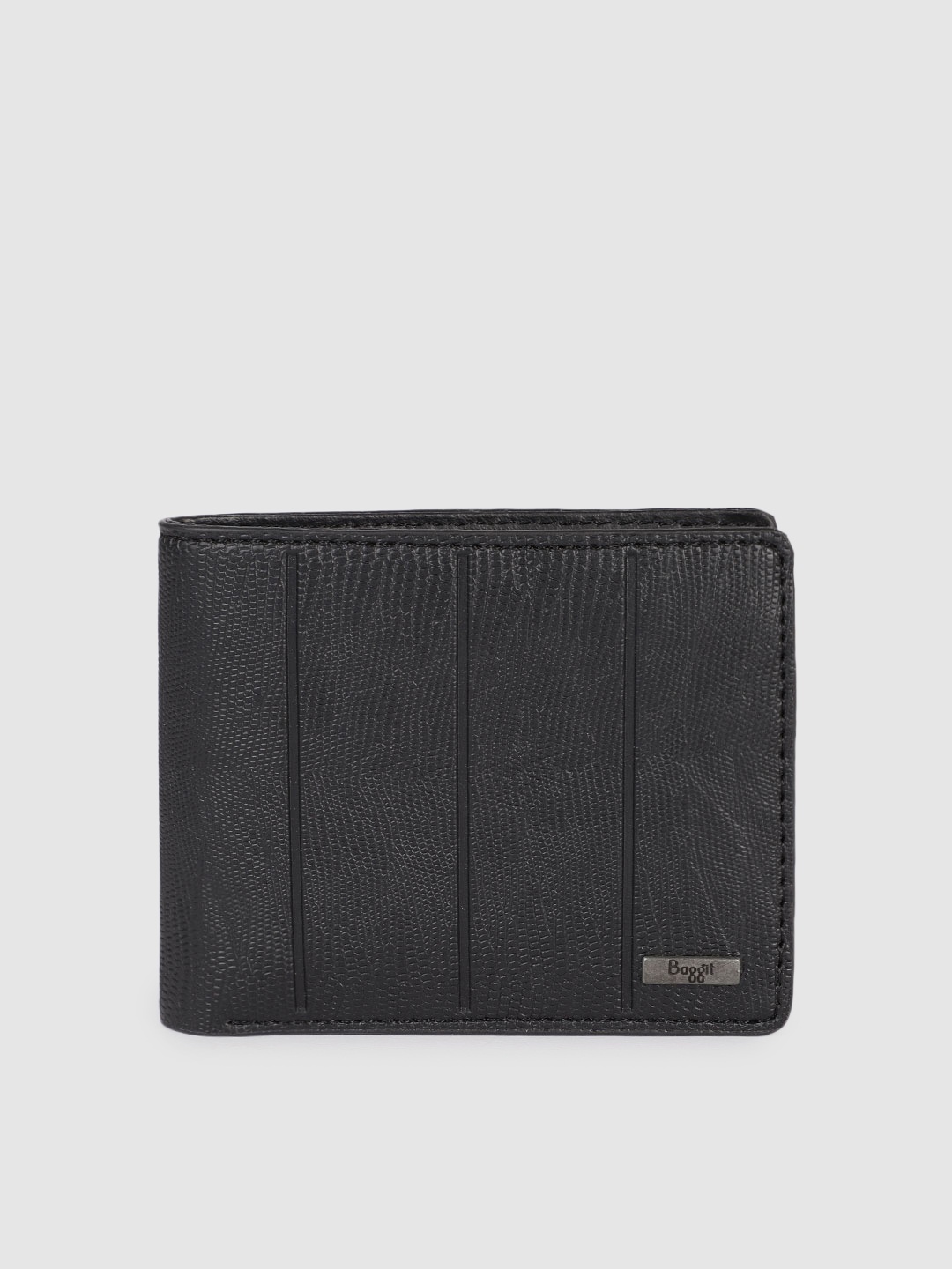 

Baggit Men Black Textured Two Fold Wallet