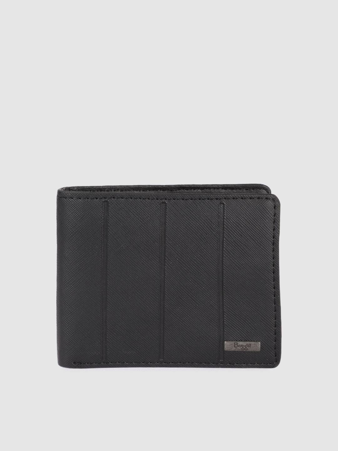 

Baggit Men Black Textured Two Fold Wallet