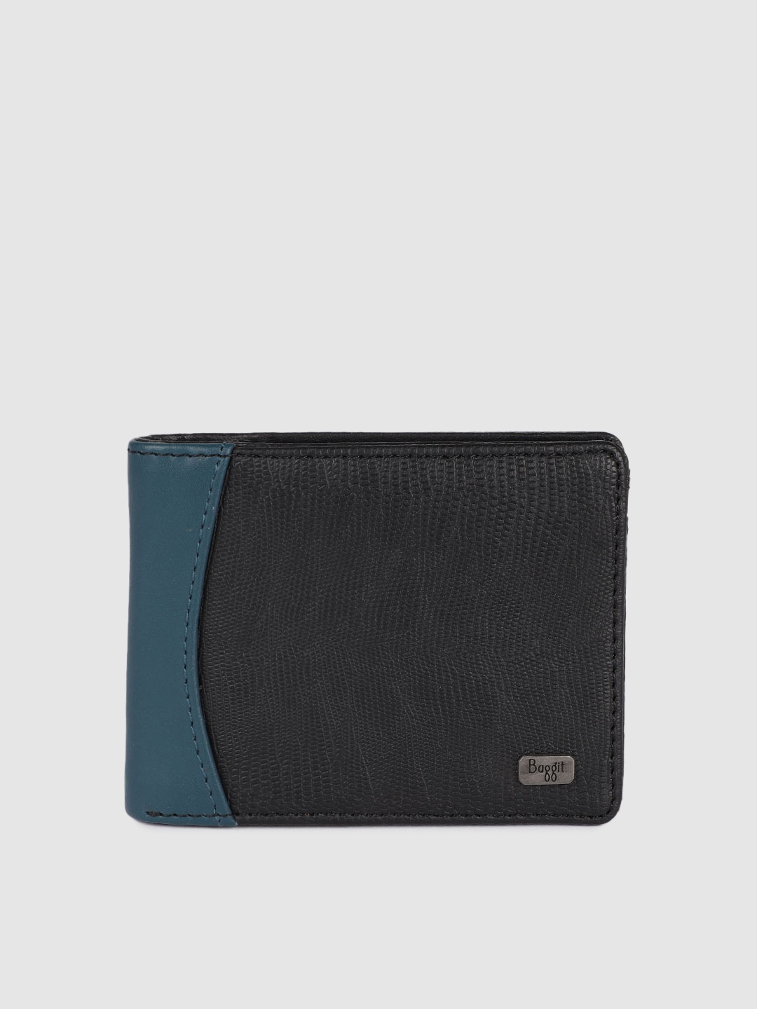 

Baggit Men Black Animal Textured PU Two Fold Wallet