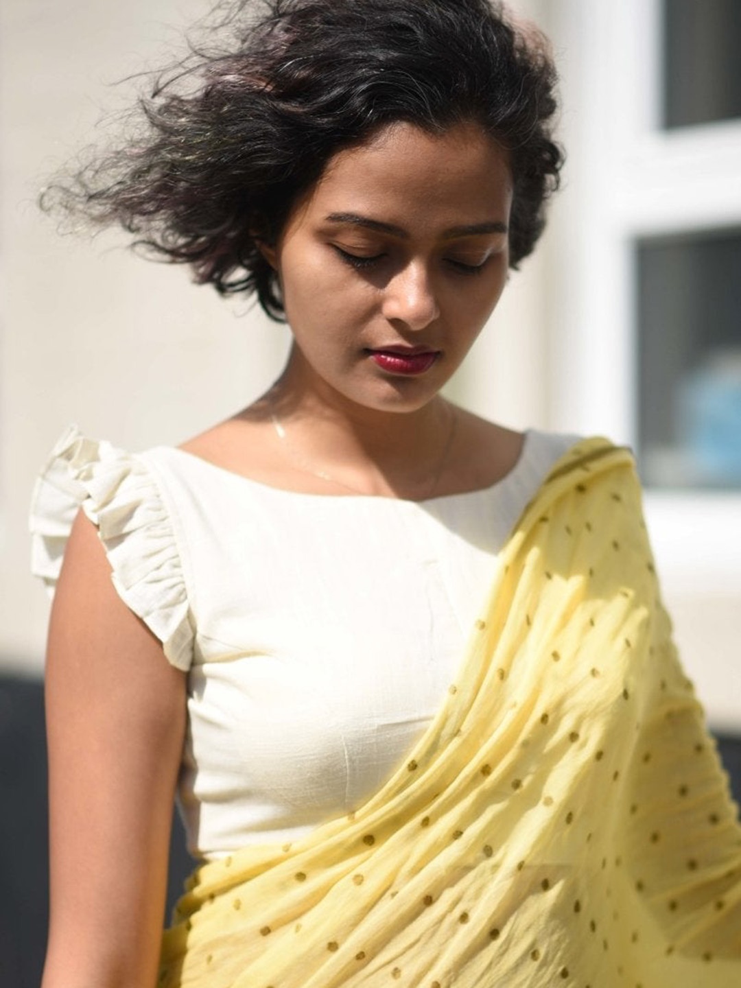 

Suta Women Off White Cotton Saree Blouse