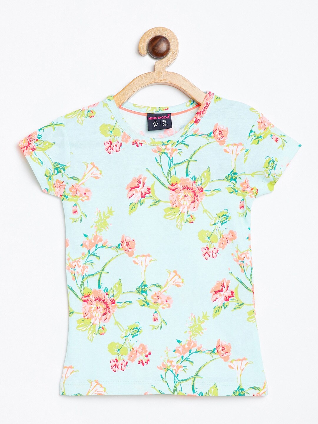 

Nins Moda Girls Green Floral Print Top