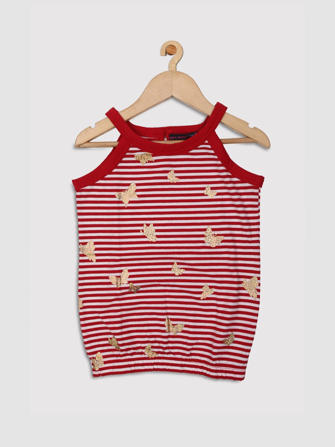 

Nins Moda Girls Red Printed Top