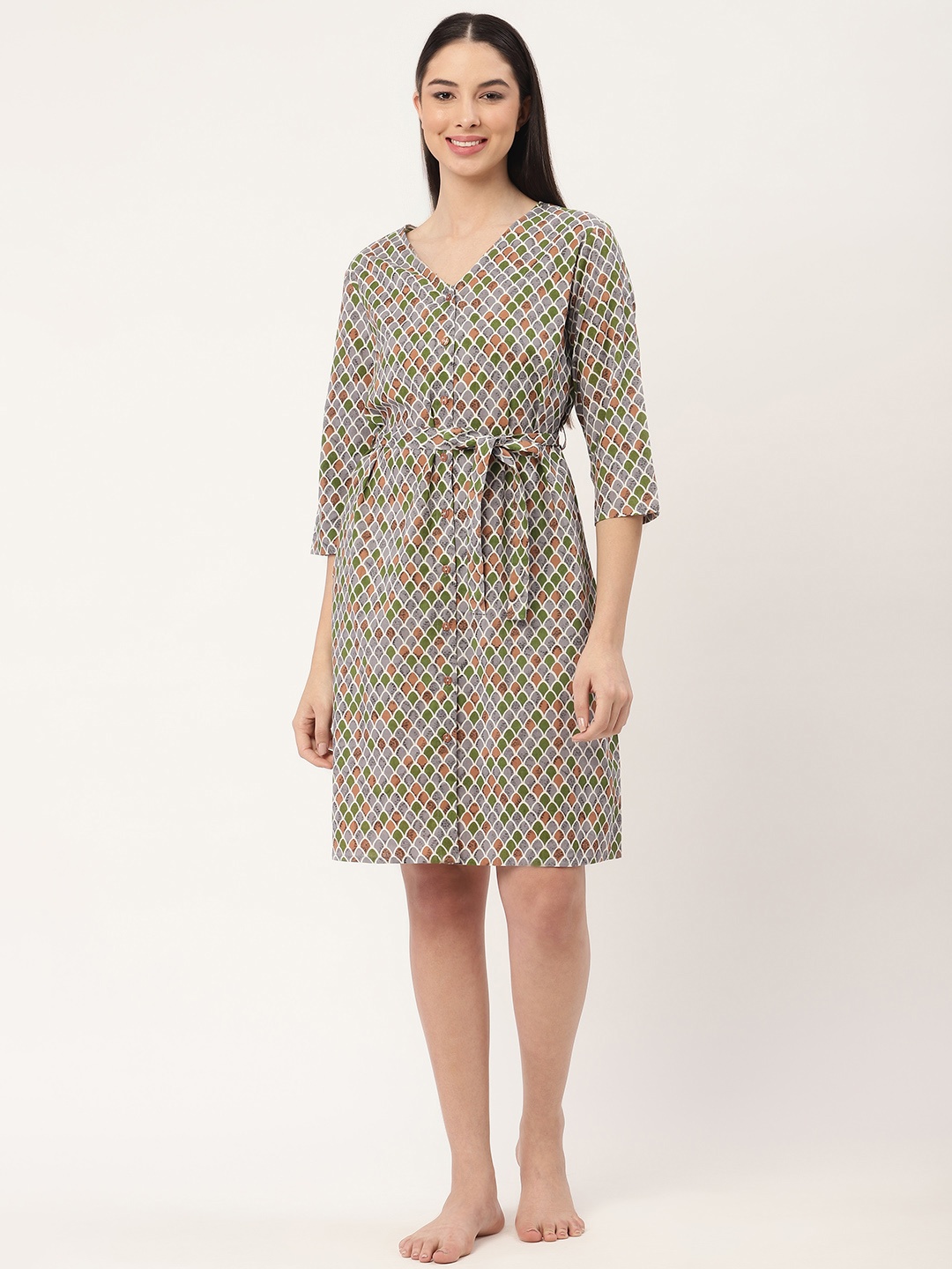 

Katn India Blue Printed Cotton Kaftan Nightdress