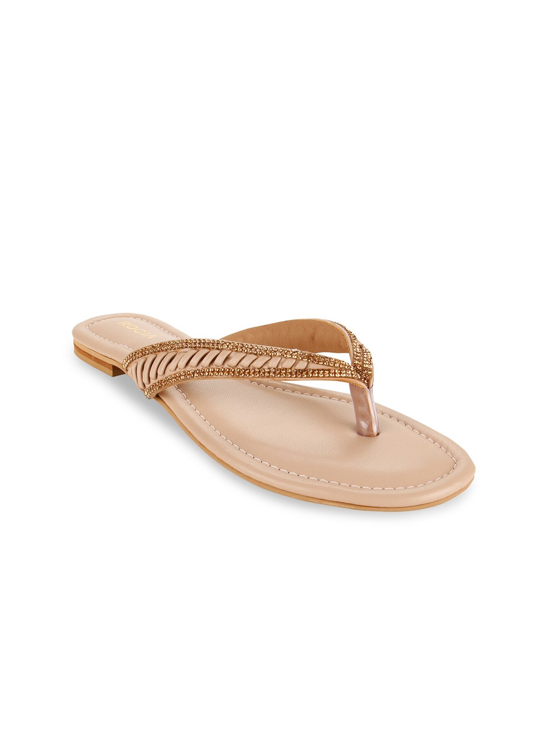 

Rocia Women Beige Embellished Open Toe Flats