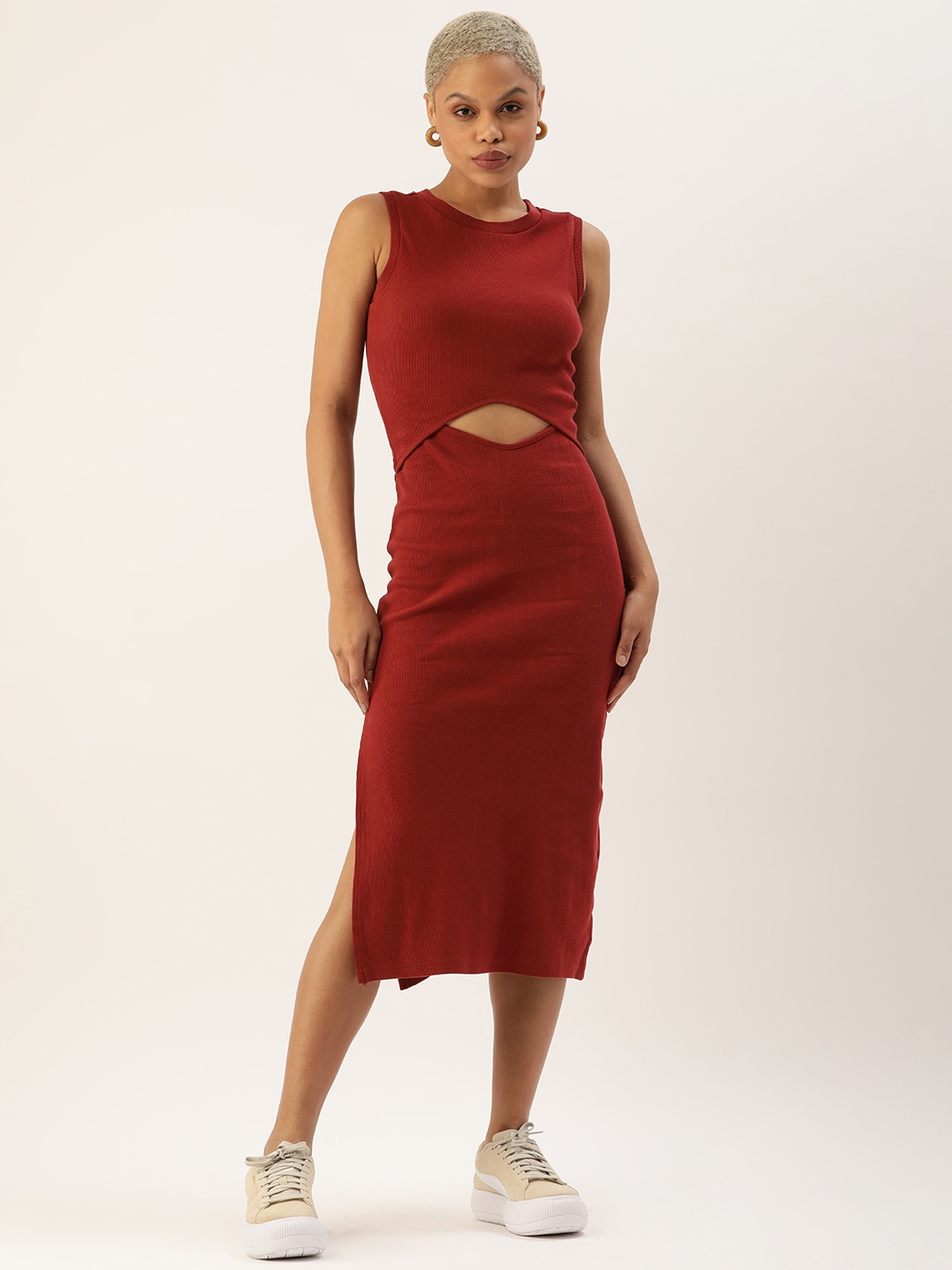 

FOREVER 21 Maroon Sheath Midi Dress