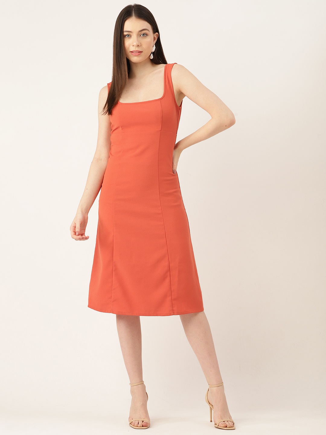 

FOREVER 21 Cut-Out Back with Tie-Up A-Line Dress, Orange