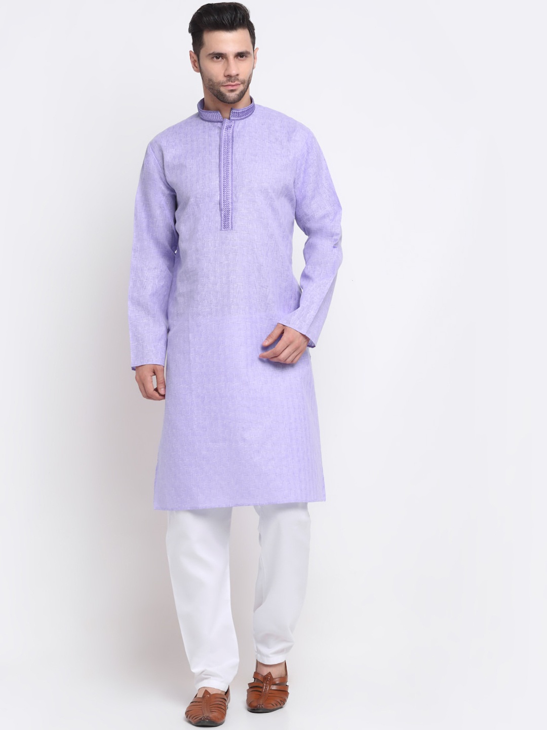 

KRAFT INDIA Men Lavender Pure Cotton Kurta with Pyjamas