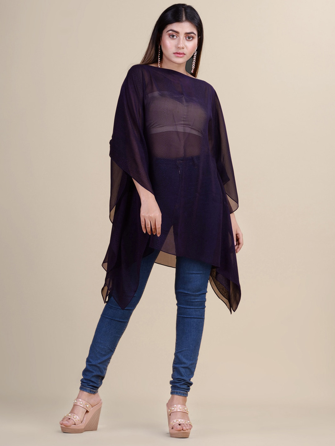 

Laa Calcutta Purple & Black Printed Kaftan Tunic