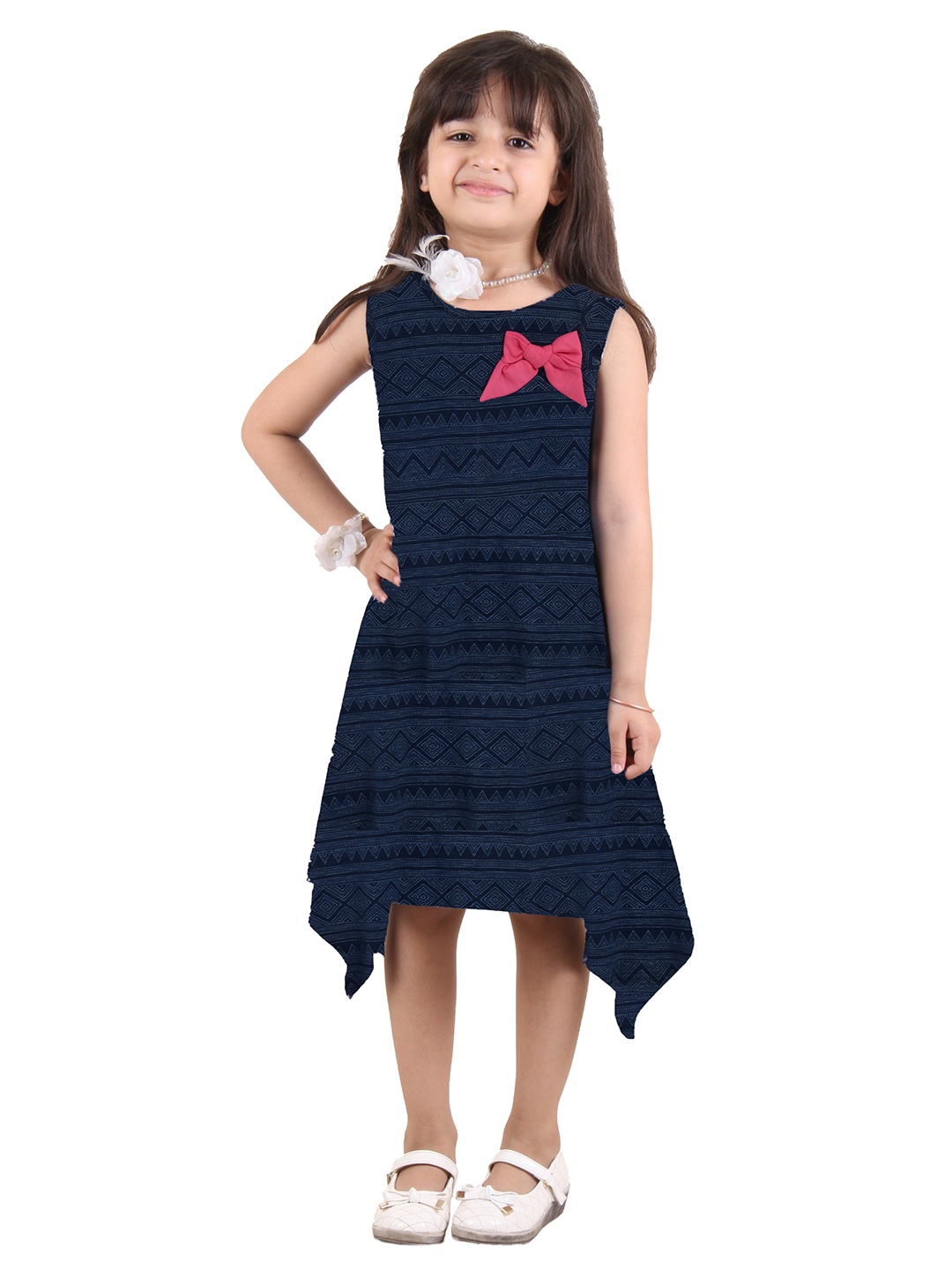 

Kids On Board Navy Blue Pure Cotton A-Line Dress