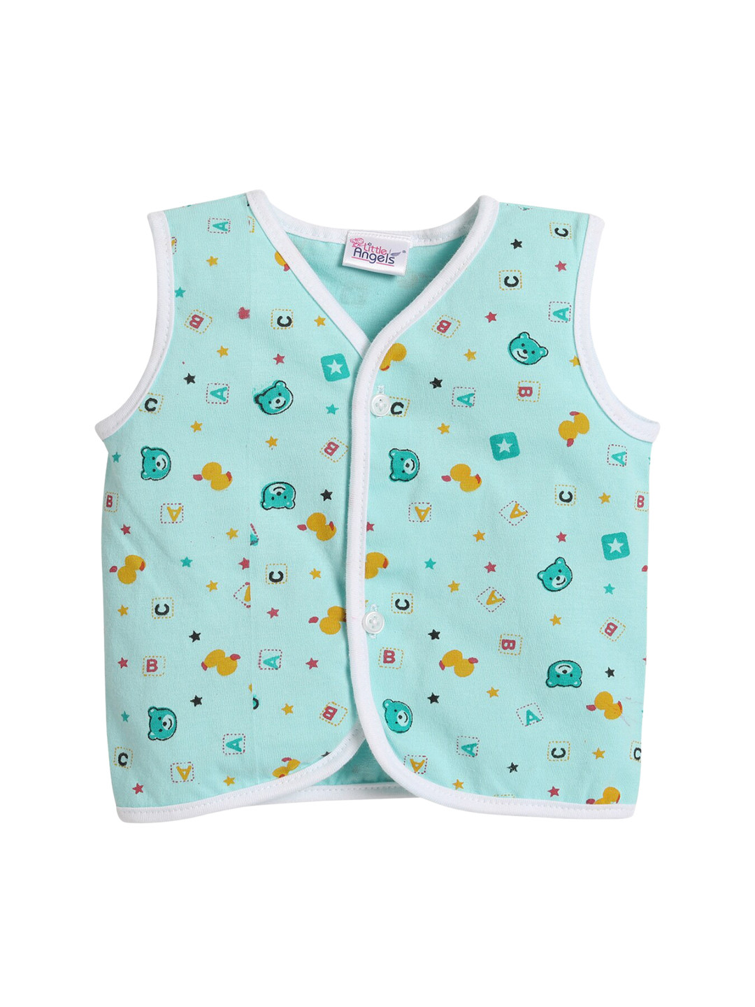 

Little Angels Kids Green Printed Cotton Innerwear Vests