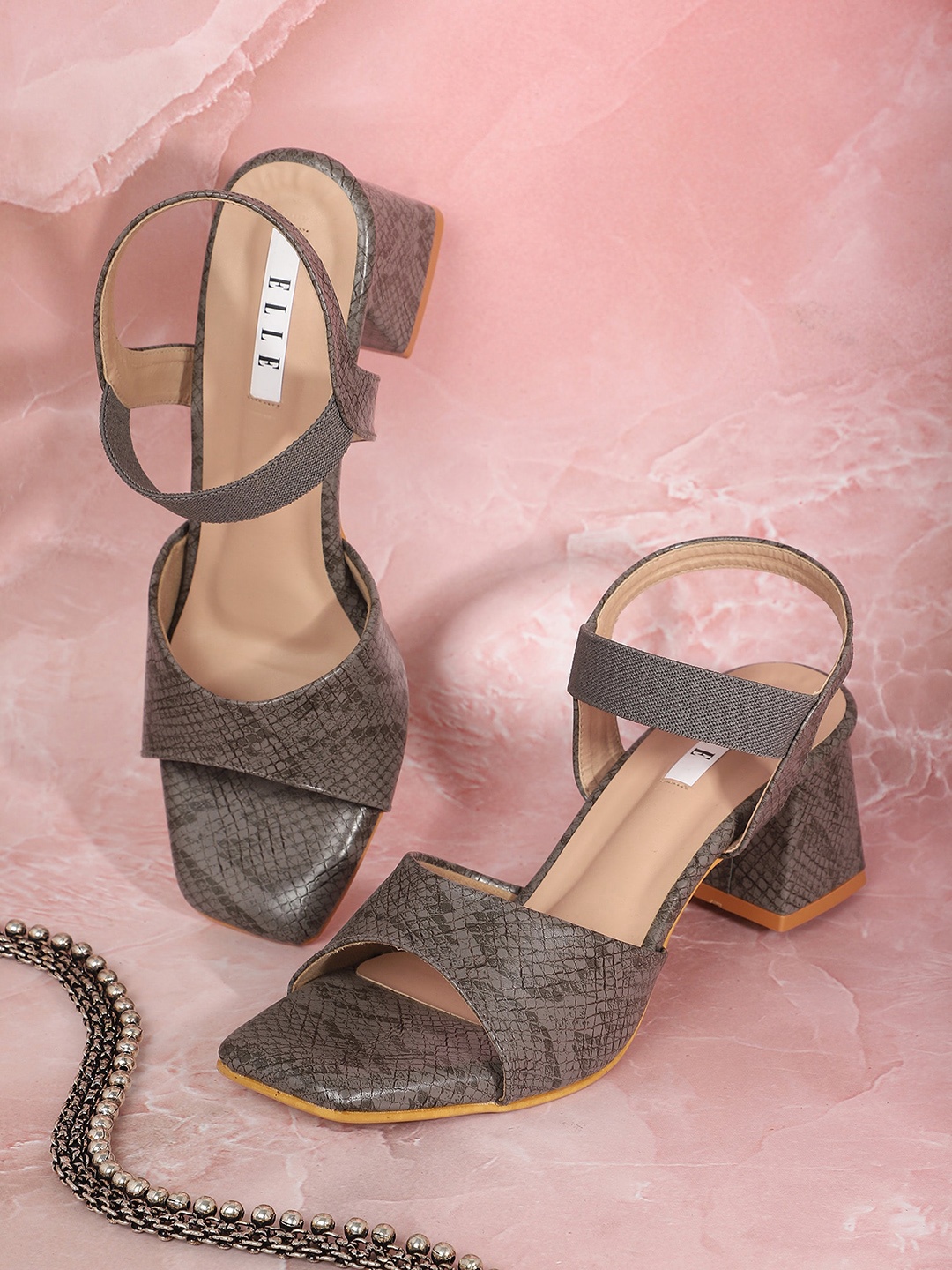 

ELLE Grey Animal Textured Block Heels