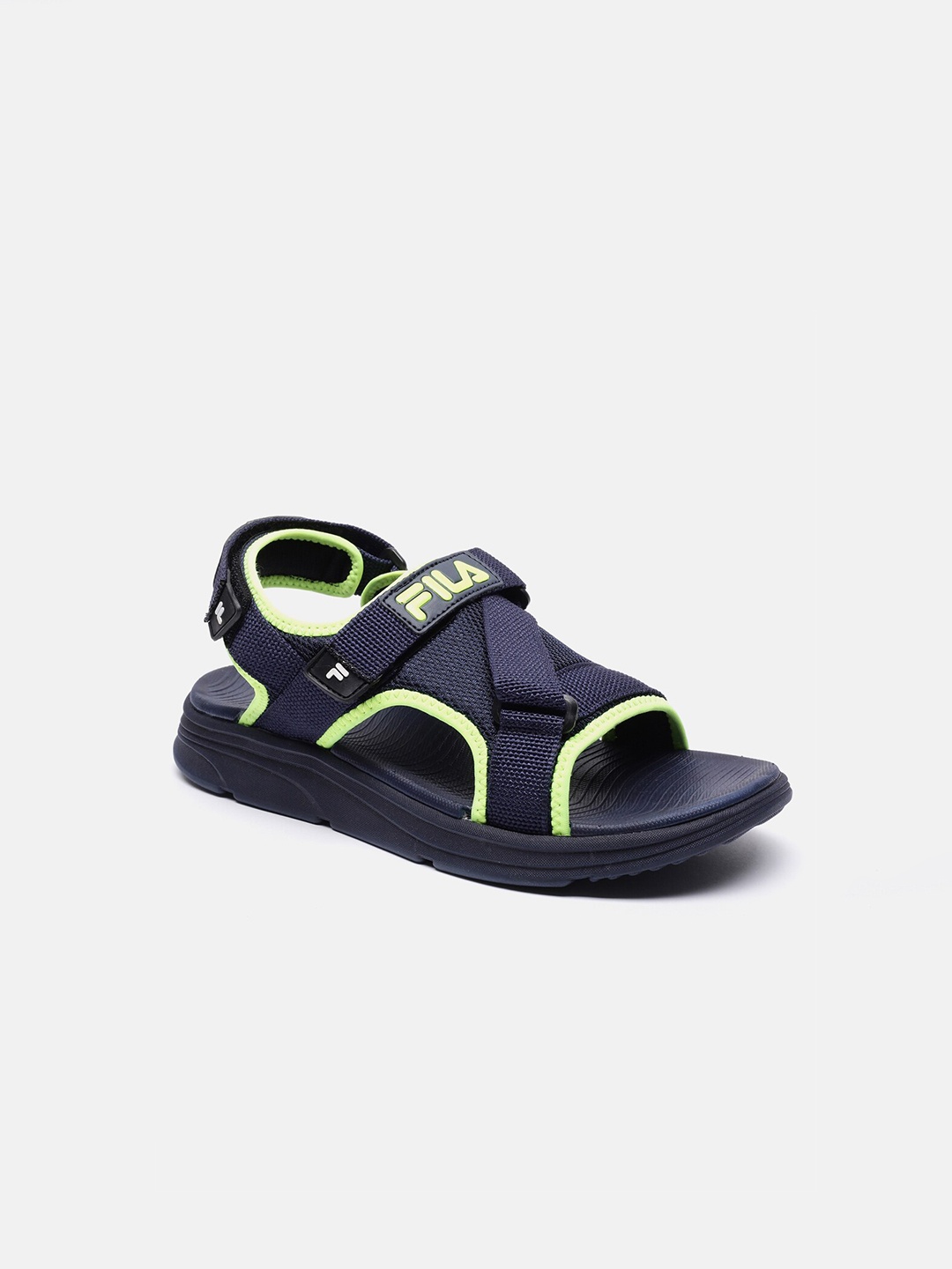 

FILA Men Navy Blue & Green Textured PU Comfort Sandals