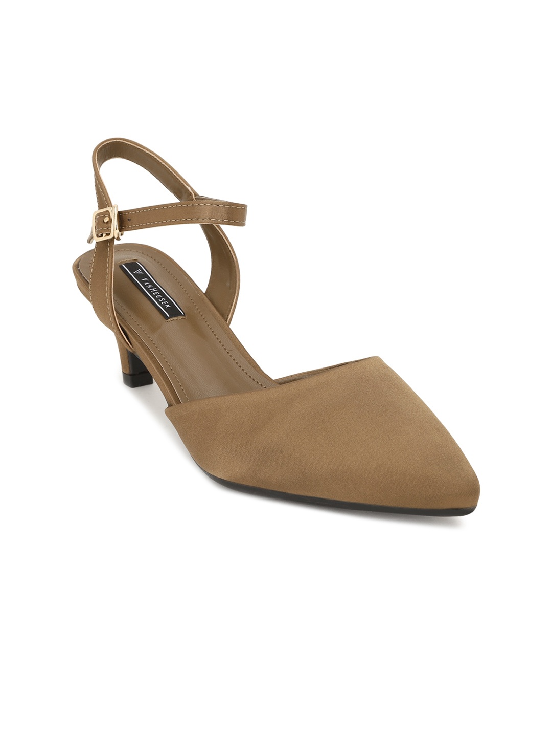

Van Heusen Woman Brown PU Kitten Pumps with Buckles