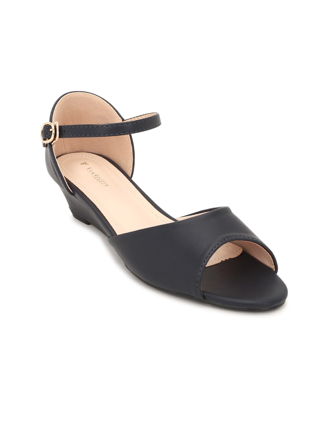

Van Heusen Woman Black PU Wedge Heels with Buckles