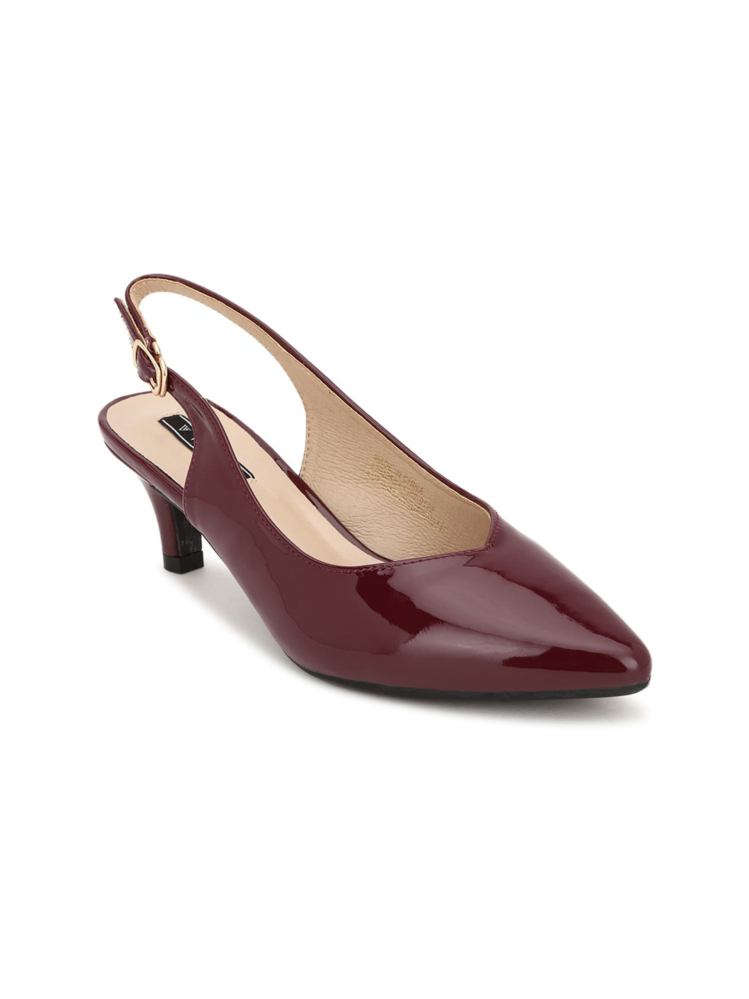 

Van Heusen Woman Maroon PU Kitten Pumps with Buckles