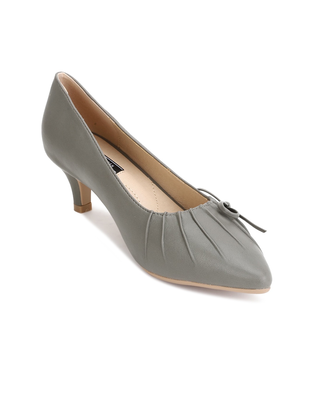 

Van Heusen Woman Grey PU Kitten Pumps with Bows