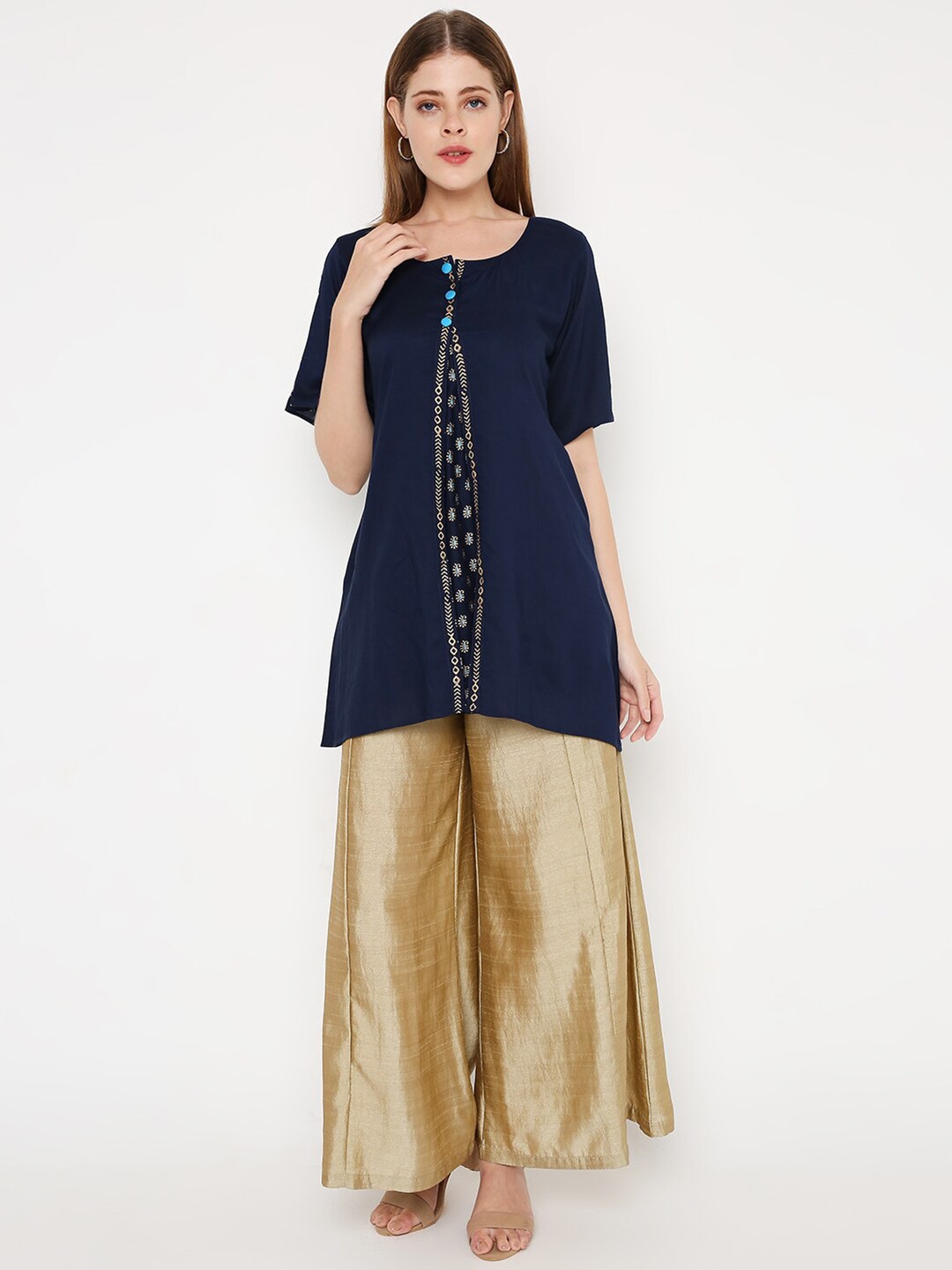 

Peppertree Blue Viscose Rayon Printed Tunic