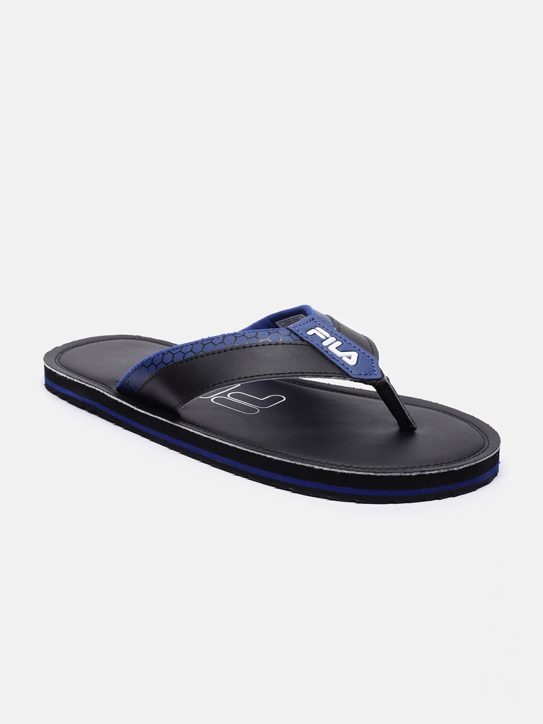 

FILA Men Black & Blue Rubber Thong Flip-Flops