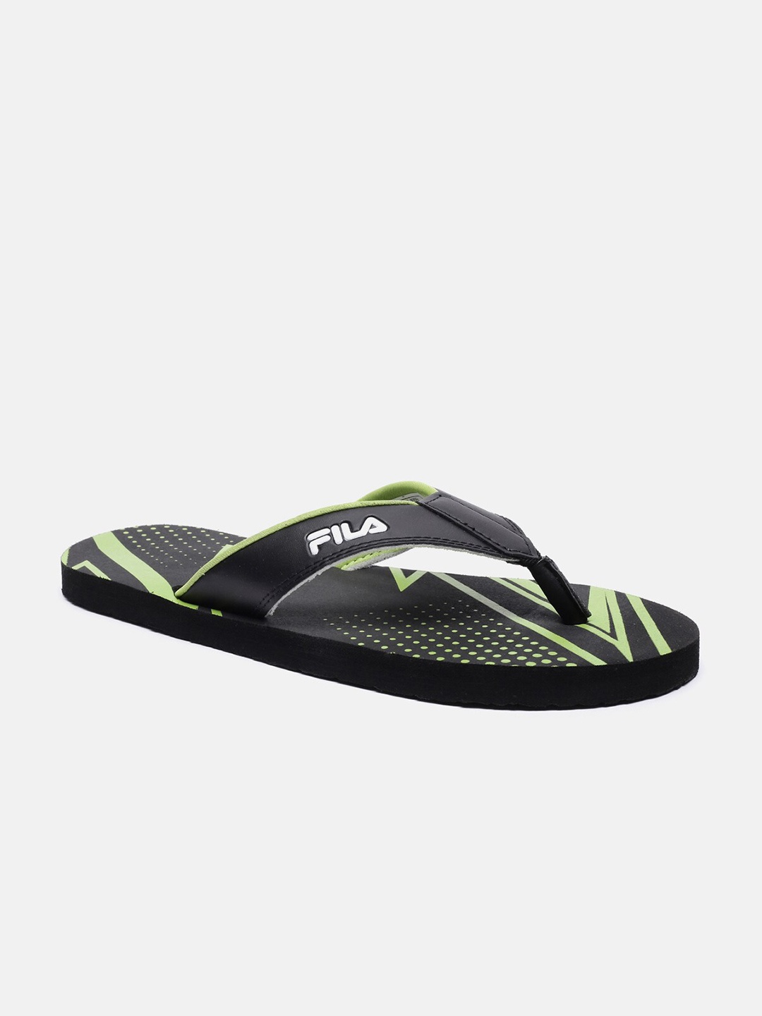 

FILA Men Black & Green Printed Bonzo Rubber Thong Flip-Flops