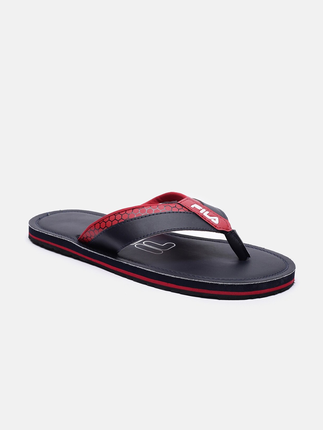 

FILA Men Blue & Red Textured Rubber Thong Flip-Flops